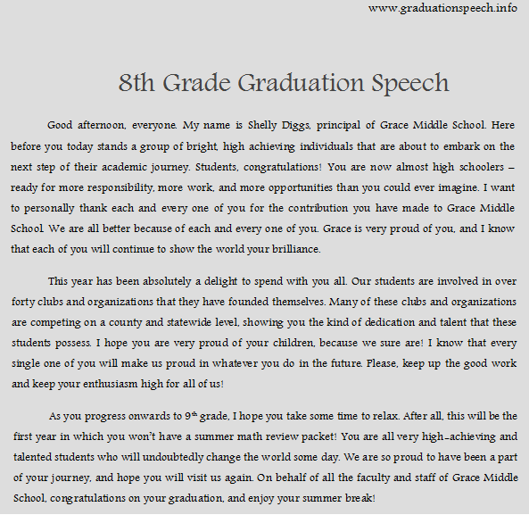 how to write a 8th grade promotion speech